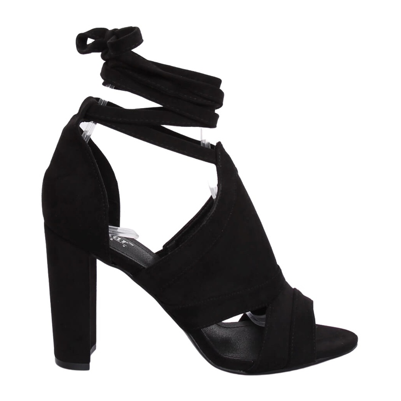 Mustat sandaalit nilkkaan sidottu NS112P Musta