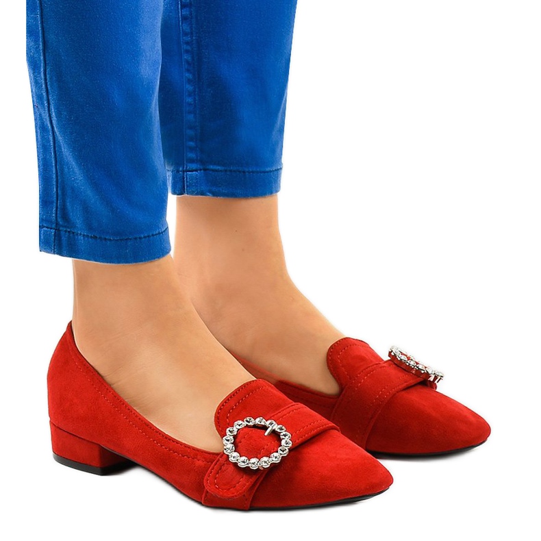 Punaiset mokkanahkaiset korkokengät L419 punainen