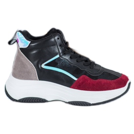 Ideal Shoes Korkeat saappaat lavalla musta monivärinen