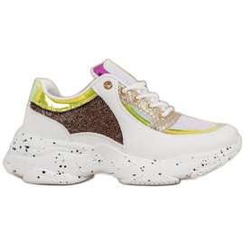 SHELOVET Lenkkarit paljeteilla alustalla valkoinen keltainen