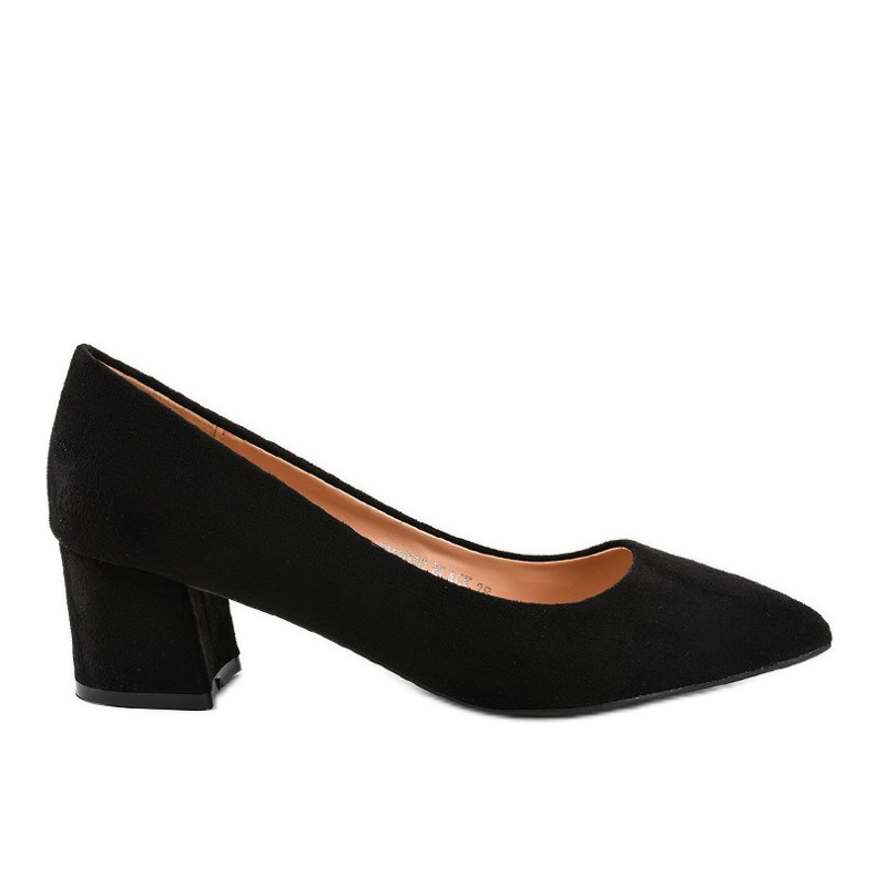 Mustat pumput pylväässä, joka on valmistettu eko-mokkanahasta FM3030 keltainen