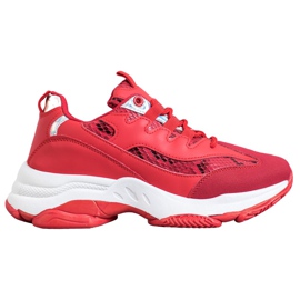 SHELOVET Snake Print Platform Tennarit punainen SHELOVET Snake Print Platform Tennarit punainen