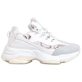 SHELOVET Snake Print Platform Tennarit valkoinen