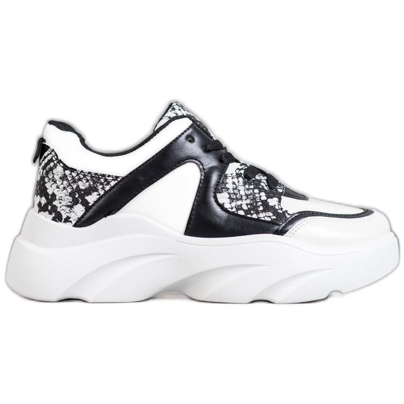 Weide Muodikkaat Eco -nahka -lenkkarit valkoinen musta