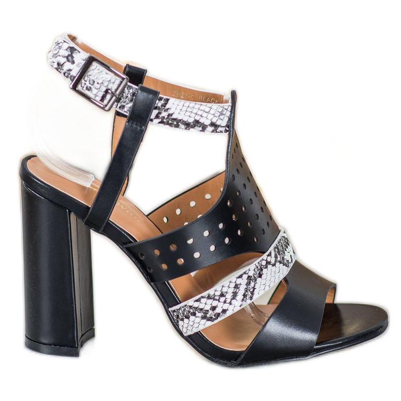 Small Swan Snake Print avoimet sandaalit musta