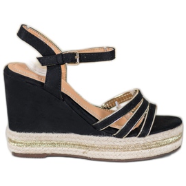 Small Swan Suede Wedge Sandaalit musta