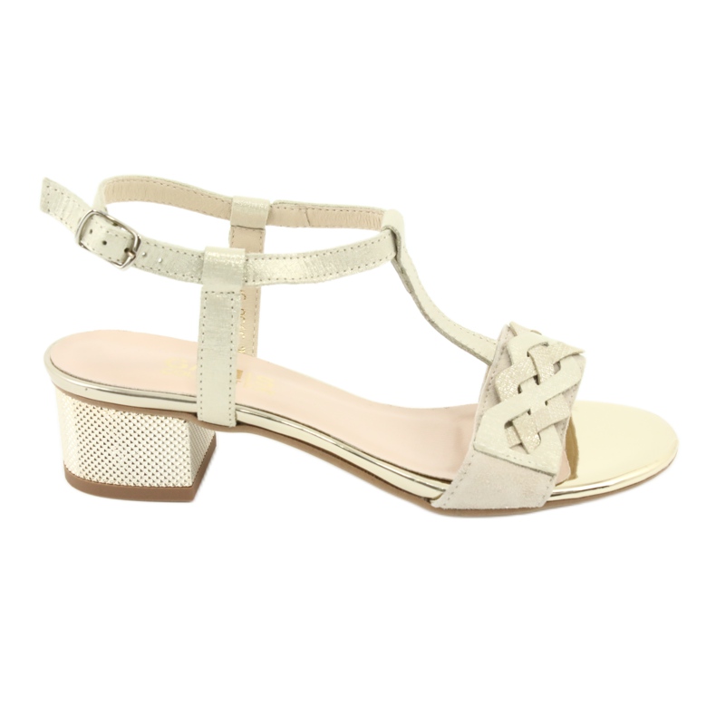 Gamis Naisten nahkaiset sandaalit beige/kulta 3936