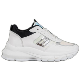 SHELOVET Muodikkaat Eco -nahka -lenkkarit valkoinen musta monivärinen