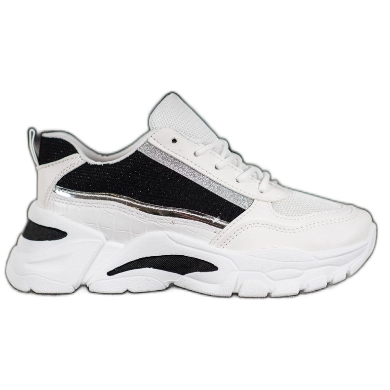 SHELOVET Tyylikkäät lenkkarit glitterillä valkoinen musta