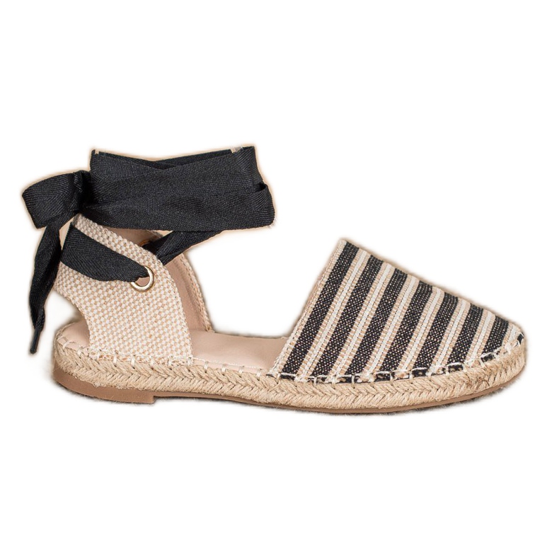 Small Swan Espadrillit koristeellisella nauhalla ruskea musta