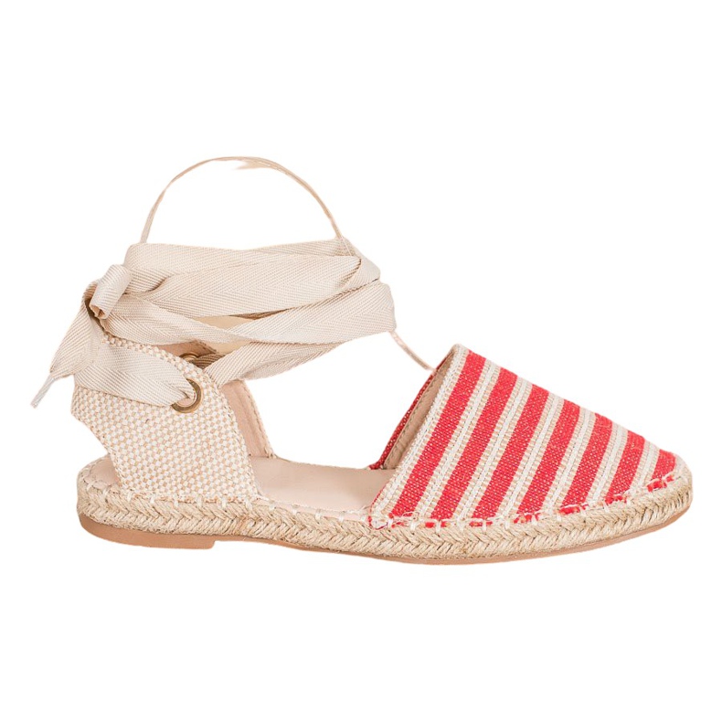 Small Swan Espadrillit koristeellisella nauhalla ruskea punainen