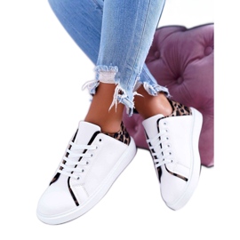 FRJ Naisten lenkkarit Valkoinen Lumiere leopardikuviolla