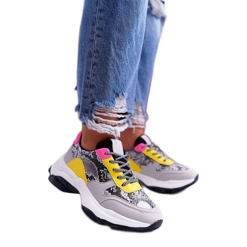 Harmaat naisten urheilukengät käärme BL169 monivärinen