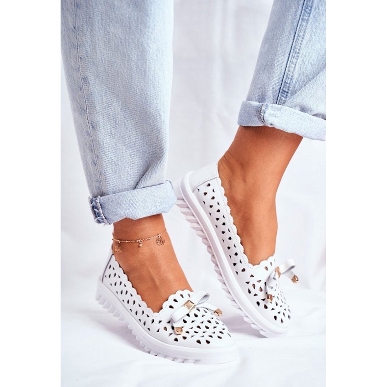 S.Barski Valkoiset, aukkoiset nahkasaappaat LR71515 valkoinen