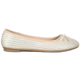 SHELOVET Punotut kultaiset ballerinat kultainen