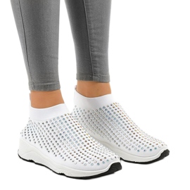 Valkoiset urheilukengät, joissa kuutio zirkoniat LG27 valkoinen