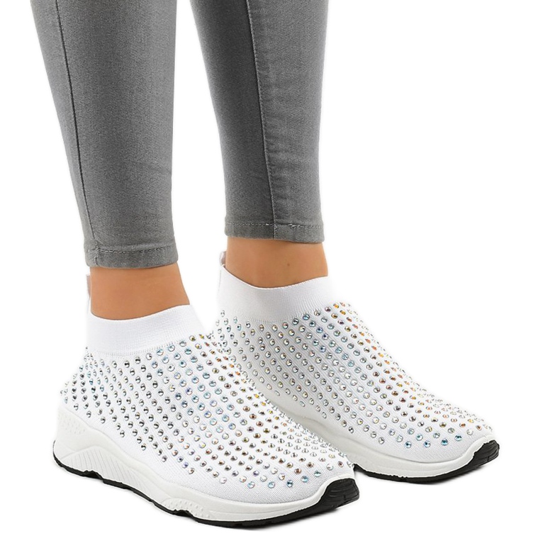 Valkoiset urheilukengät, joissa kuutio zirkoniat LG27 valkoinen