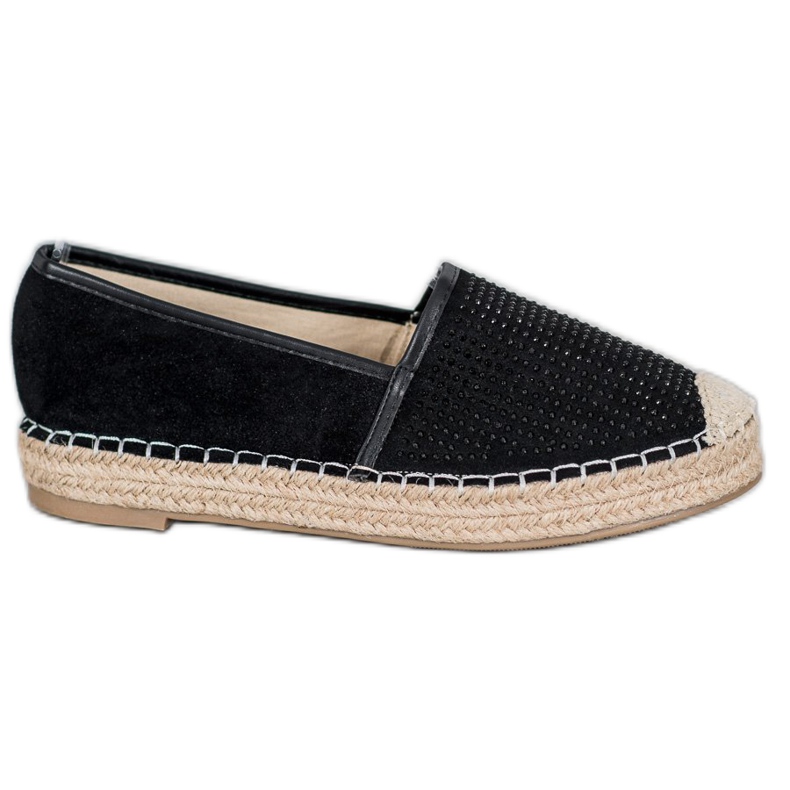 Best Shoes Mustat espadrillit kristalleilla keltainen