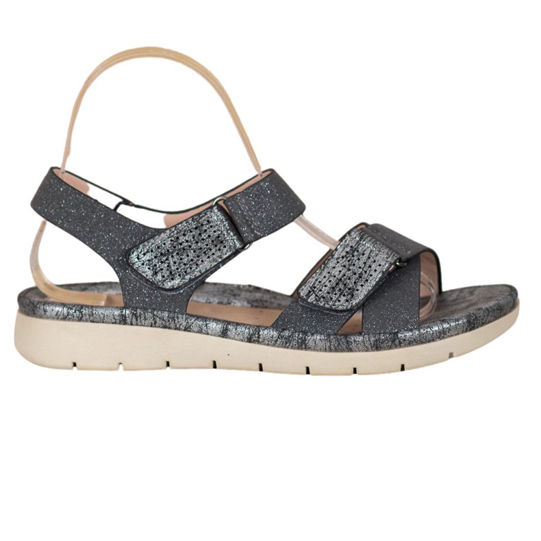 VINCEZA Velcro -sandaalit musta harmaa