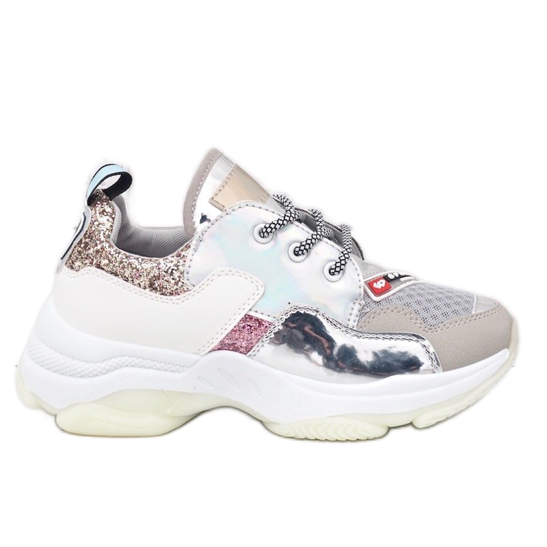 Tyylikkäät hopeiset urheilukengät B0-206 harmaa monivärinen