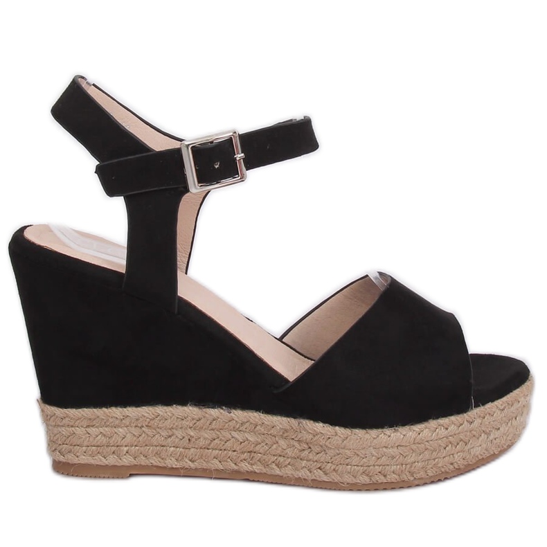 Mustat sandaalit kiilakorolla 9R195 Musta