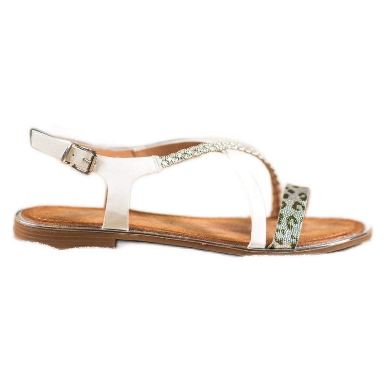 Small Swan Tyylikkäät leopardikuvioiset sandaalit valkoinen