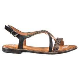 Small Swan Tyylikkäät leopardikuvioiset sandaalit musta