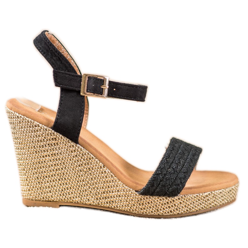 SHELOVET Tyylikkäät kiilamaiset sandaalit musta