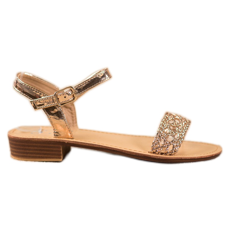 Small Swan Tyylikkäät punotut sandaalit keltainen