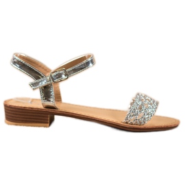 Small Swan Tyylikkäät punotut sandaalit harmaa