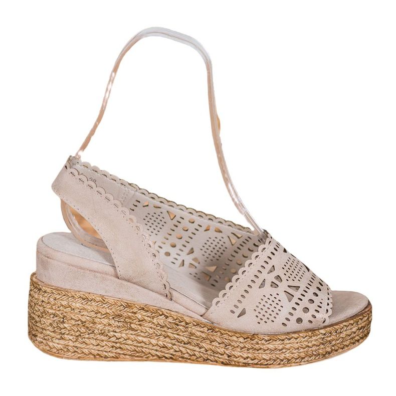 Goodin Avoimet kiilamaiset sandaalit beige kultainen