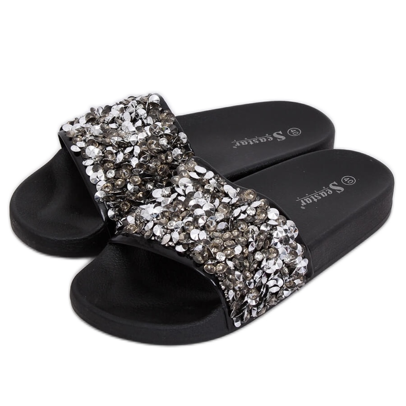 Naisten tossut kivillä musta CK106P Musta harmaa