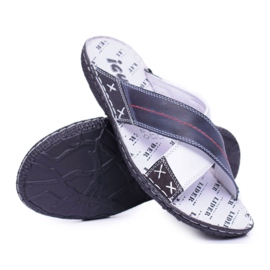 Iguana Tummansininen vaalea nahkainen miesten tossut Okei laivastonsininen