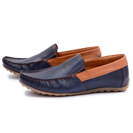 Neex | Tummansininen nahkainen miesten Pardon Slip-On Loaferit laivastonsininen