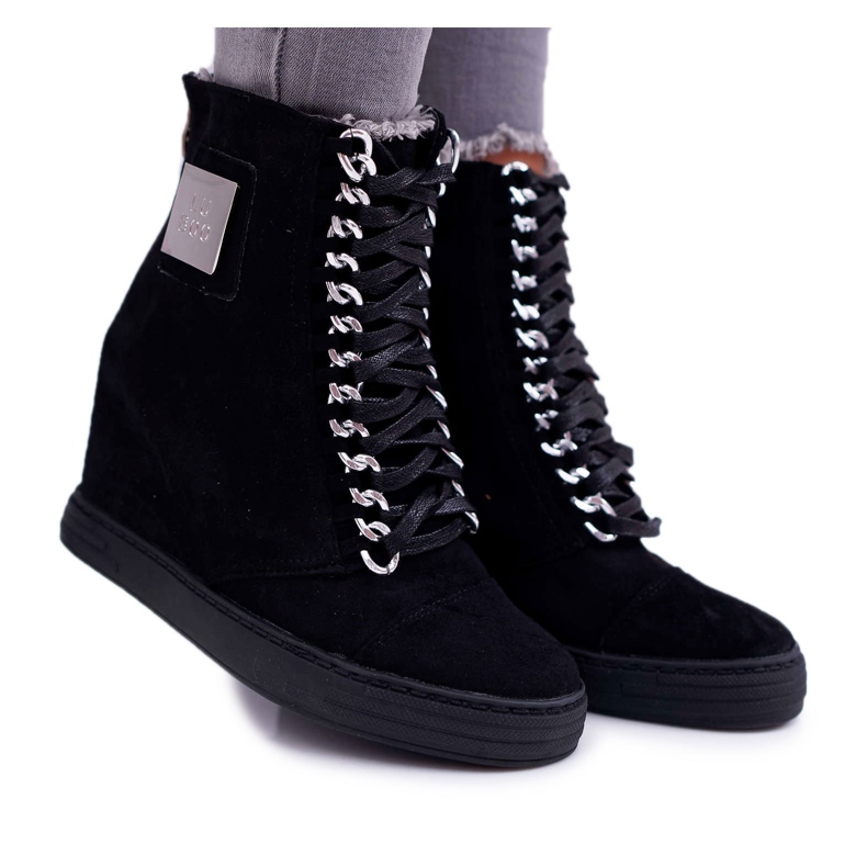 Lu Boo | Suede Black Tennarit Monica Silver Chain musta