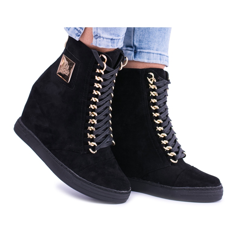 Naisten lenkkarit Lu Boo ketjuilla Suede Black Monica musta