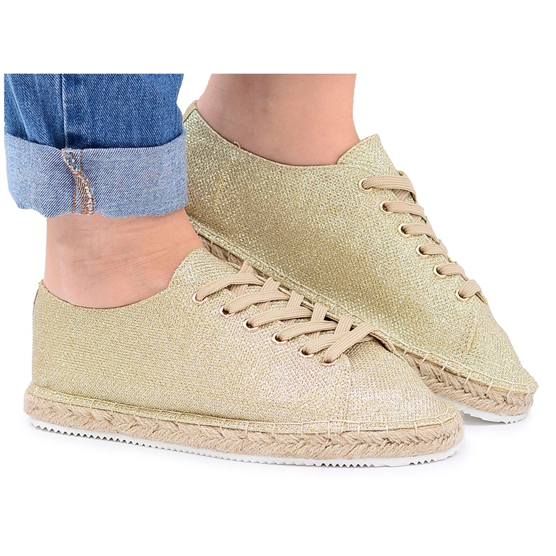 Lu Boo | Golden Glitter Fairy Linen Espadrilles kultainen