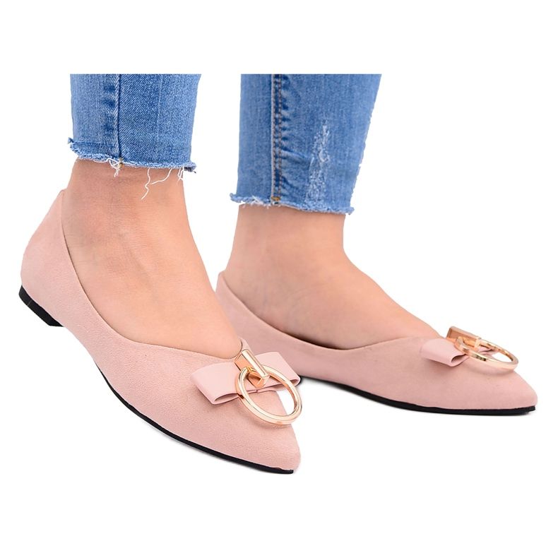 Lu Boo | Mokkanahka ballerinat korvakorut jauhe vaaleanpunainen Septera