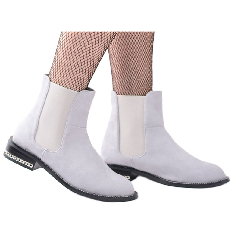 Naisten harmaat saapikkaat Jodhpur -saappaat ketjuilla Lu Boo Tennes