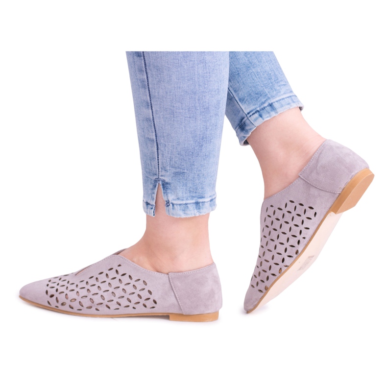 Lu Boo Grey Suede Naisten Slip-on Synthia -kengät harmaa