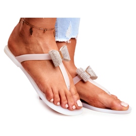 LU BOO Valkoiset naisten tohvelit Meliski ja rusetti Paljetteja Morello valkoinen