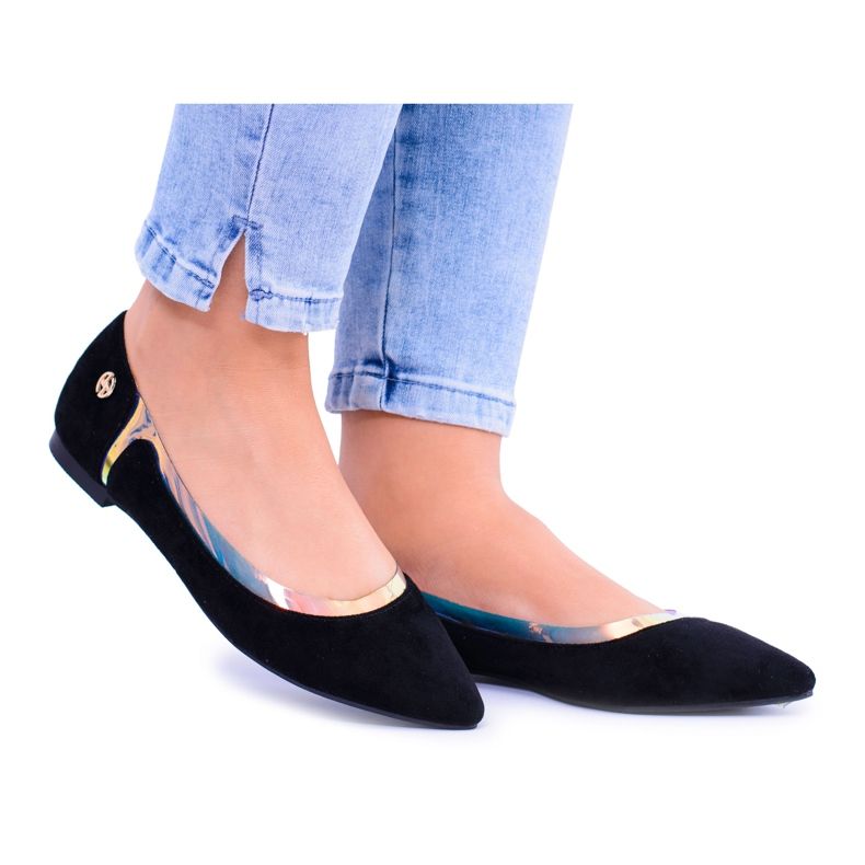 Lu Boo Black läpinäkyvät holografiset ballerinat Szpic Lisonissa musta