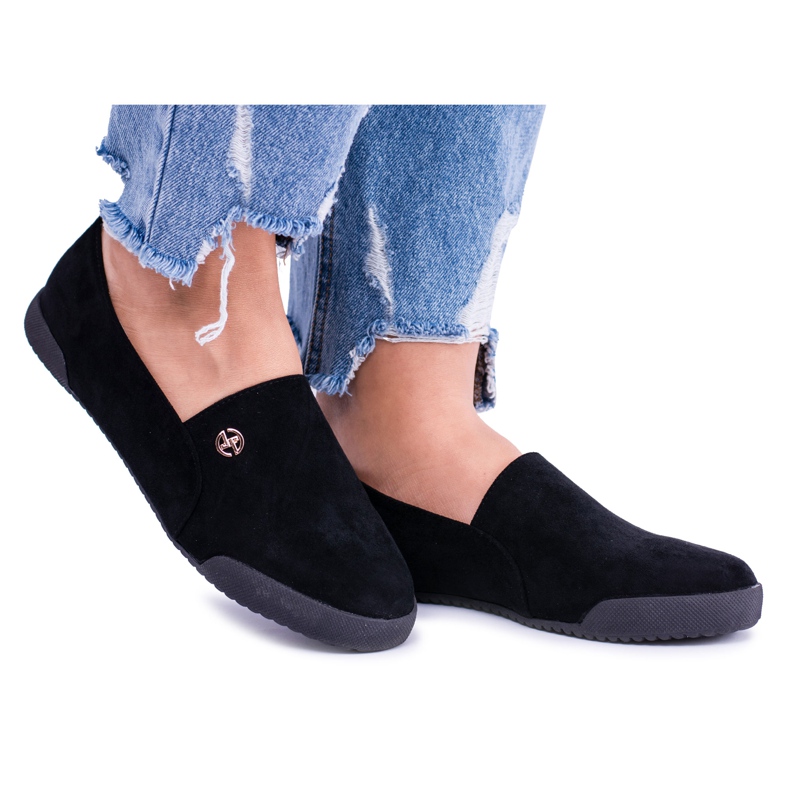Lu Boo Black Slip-on Naisten lenkkarit Hayden Suede musta