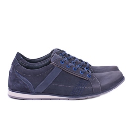 KOMODO Miesten Denali Navy Blue Leather Brogues tummansininen