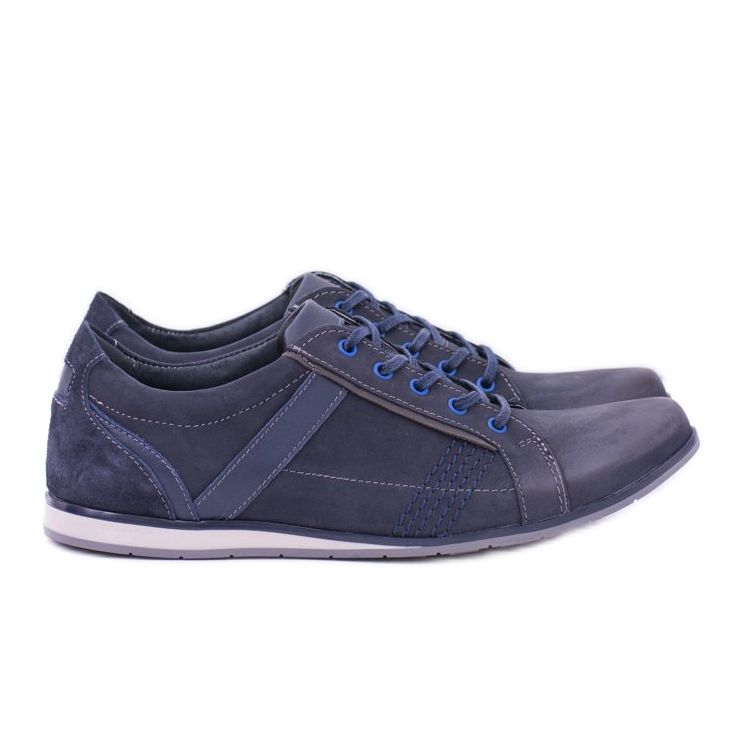 KOMODO Miesten Denali Navy Blue Leather Brogues laivastonsininen