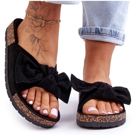 PS1 Naisten mustat tohvelit Cork Bow Wendyssä