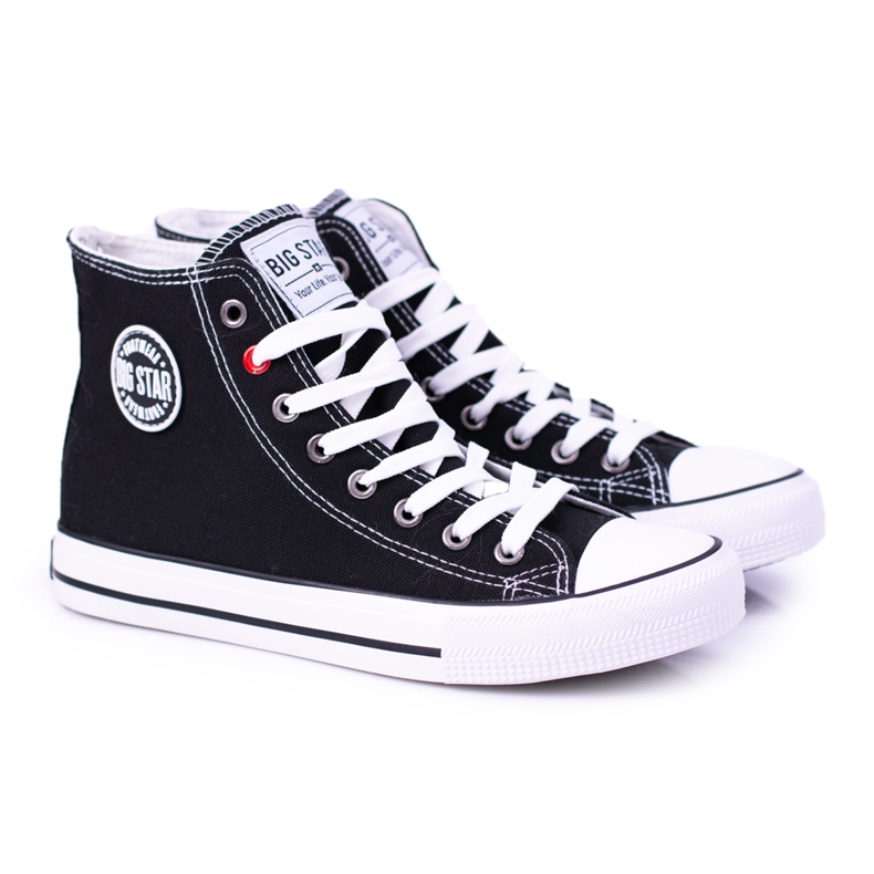 Big Star Naisten korkeat mustat lenkkarit T274027