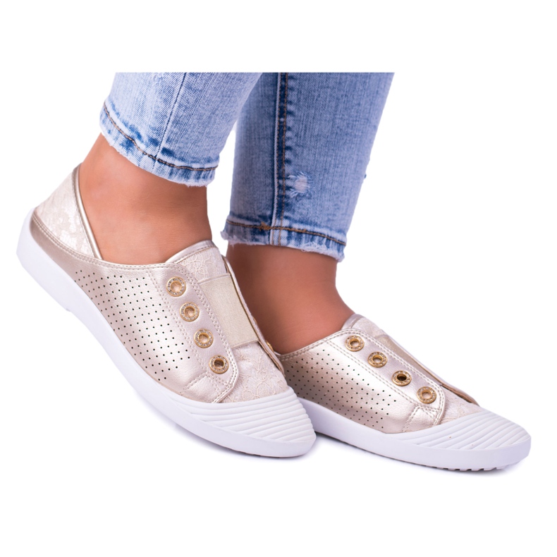 Lu Boo Golden Naisten Slip-on Tennarit Lace Emena kultainen