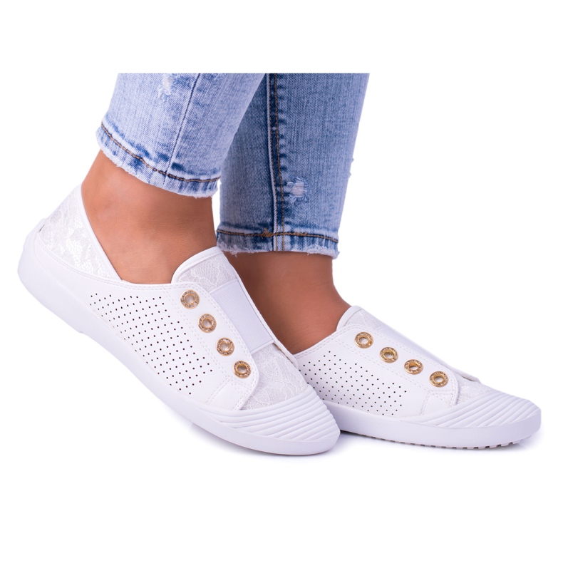 Lu Boo Valkoinen Naisten Slip-on Tennarit Lace Emena