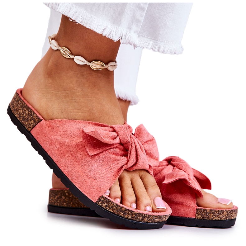 PS1 Naisten korallitossut, joissa rusetti Wendy Cork vaaleanpunainen